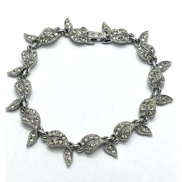 Vintage Lisner Rhinestone Silver Bracelet